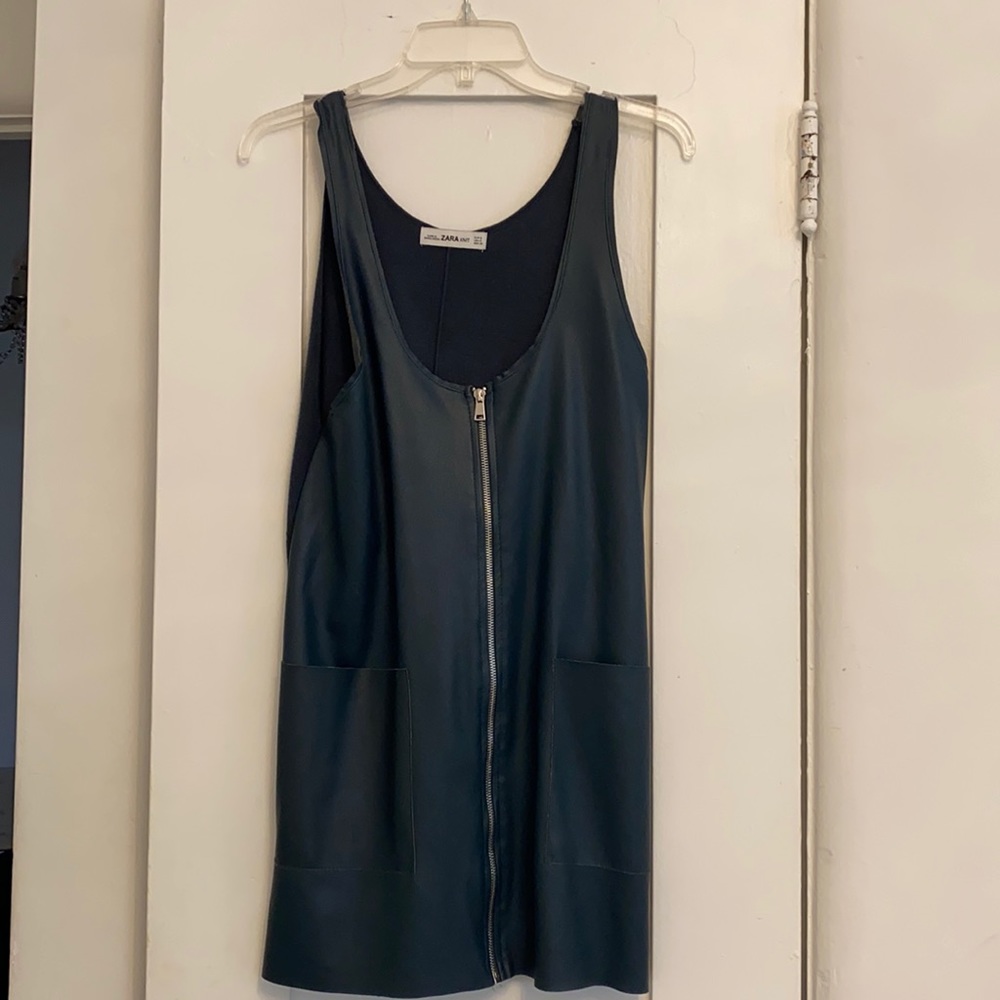 zara green overall dress